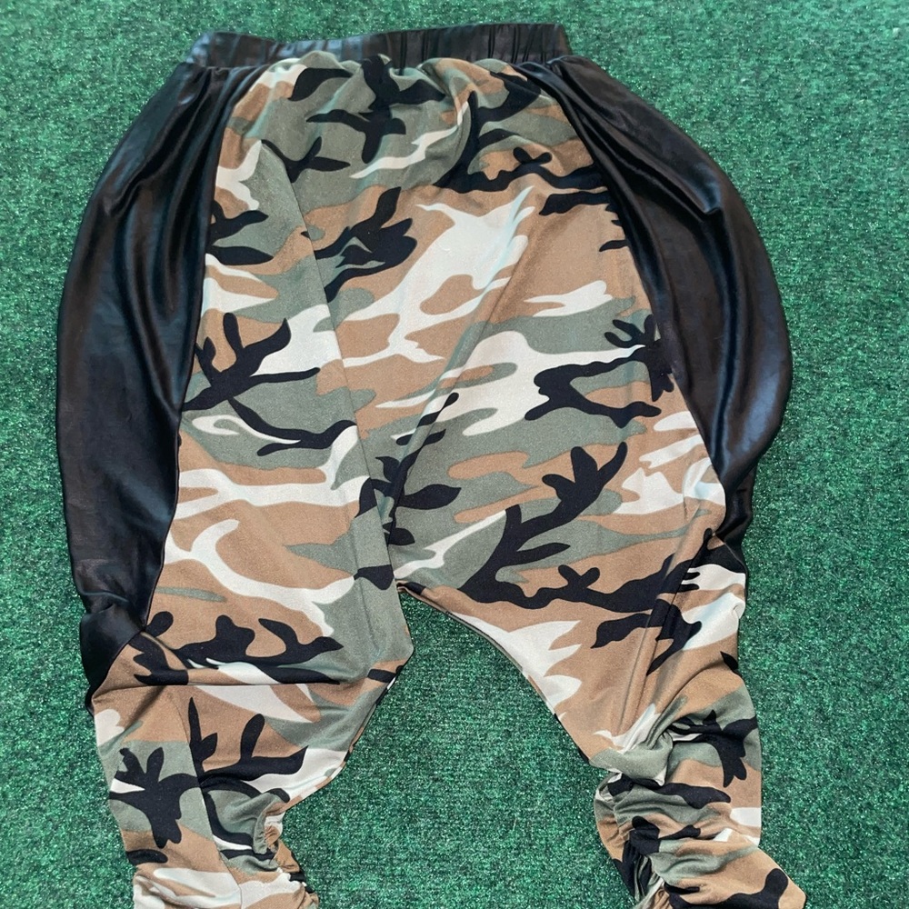 Camo Leather Joggers